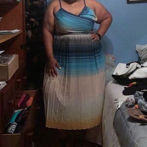 Multi colored Spaghetti Strap Midi Dress- Size 22